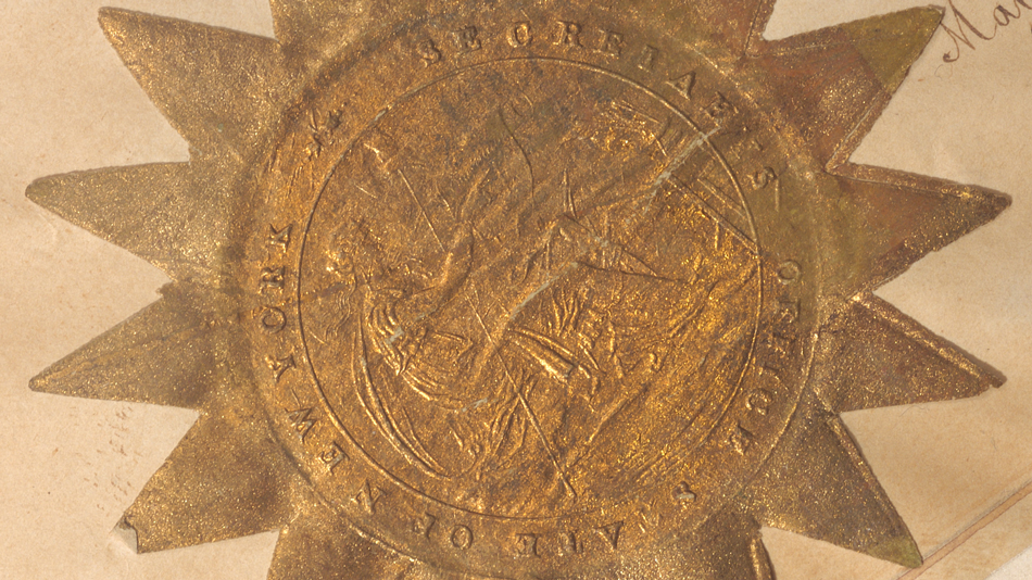 section of the original charter showing the gold seal